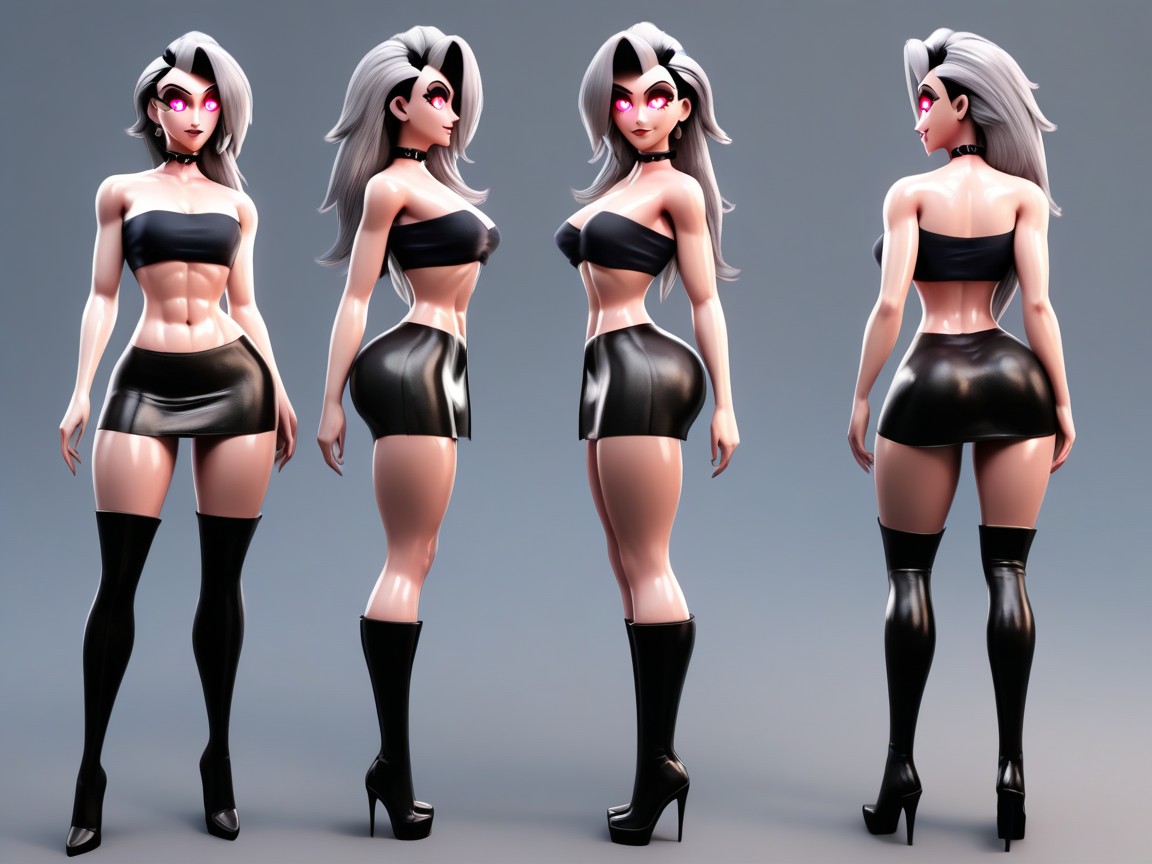 Heart Eyes, Detailed Face And Eyes On Female, Simple Grey Background Hentai AI Porn