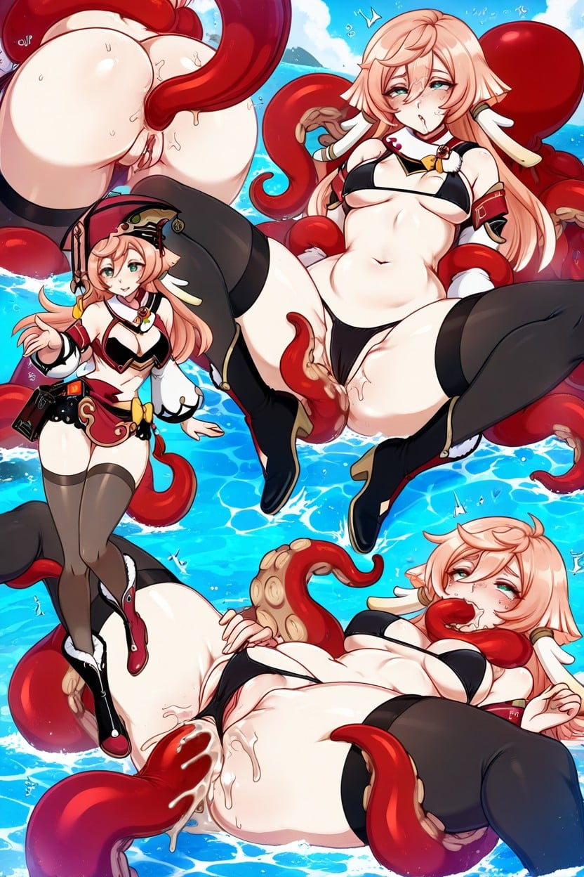 Black Boots, Legs By Tentacles, Thick Dick Inside Mouth Hentai IA