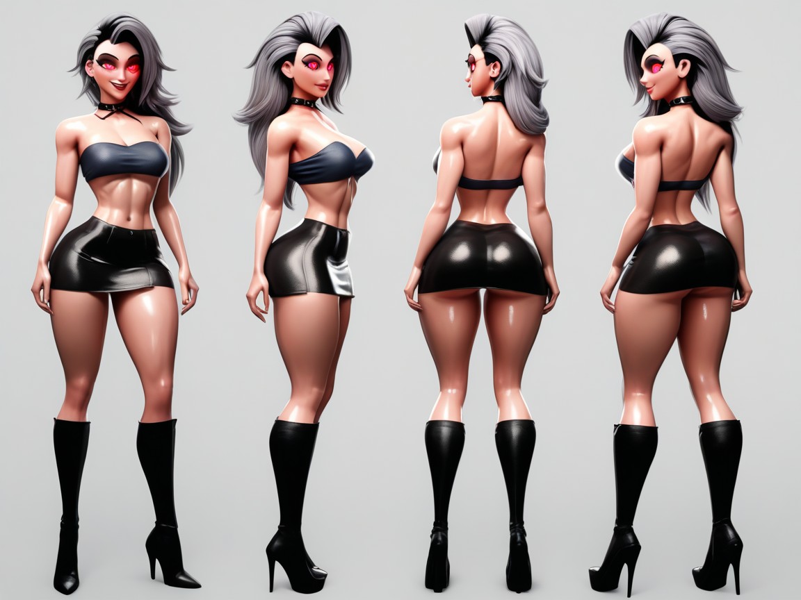 Slutty Clothes, Oiled Skin, Large Cartoonish Eyes Hentai AI Porn