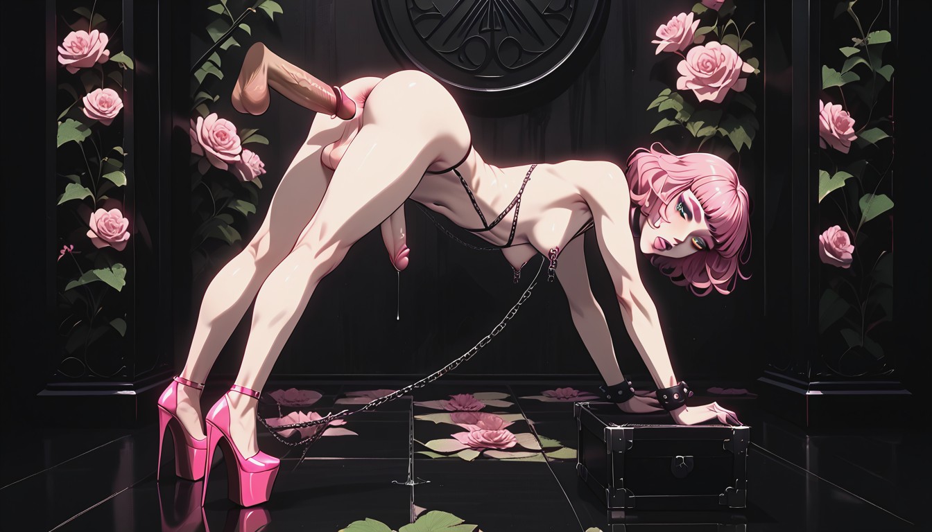 Rimming Ass Of Futanari, Greenhouse, Cock Ring Shemale AI Porn