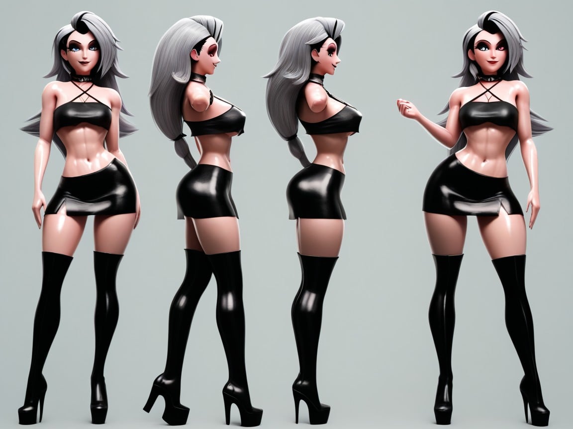 Smiling, Black Leather Skirt, Hypnotized Hentai IA
