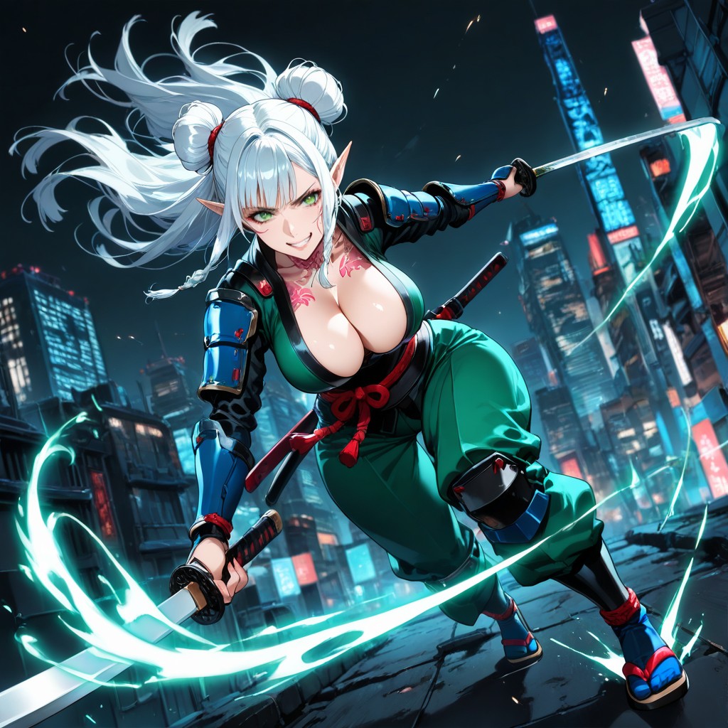 Dynamic Landscape Trees, Beautiful Woman, Samurai Mask Hentai IA