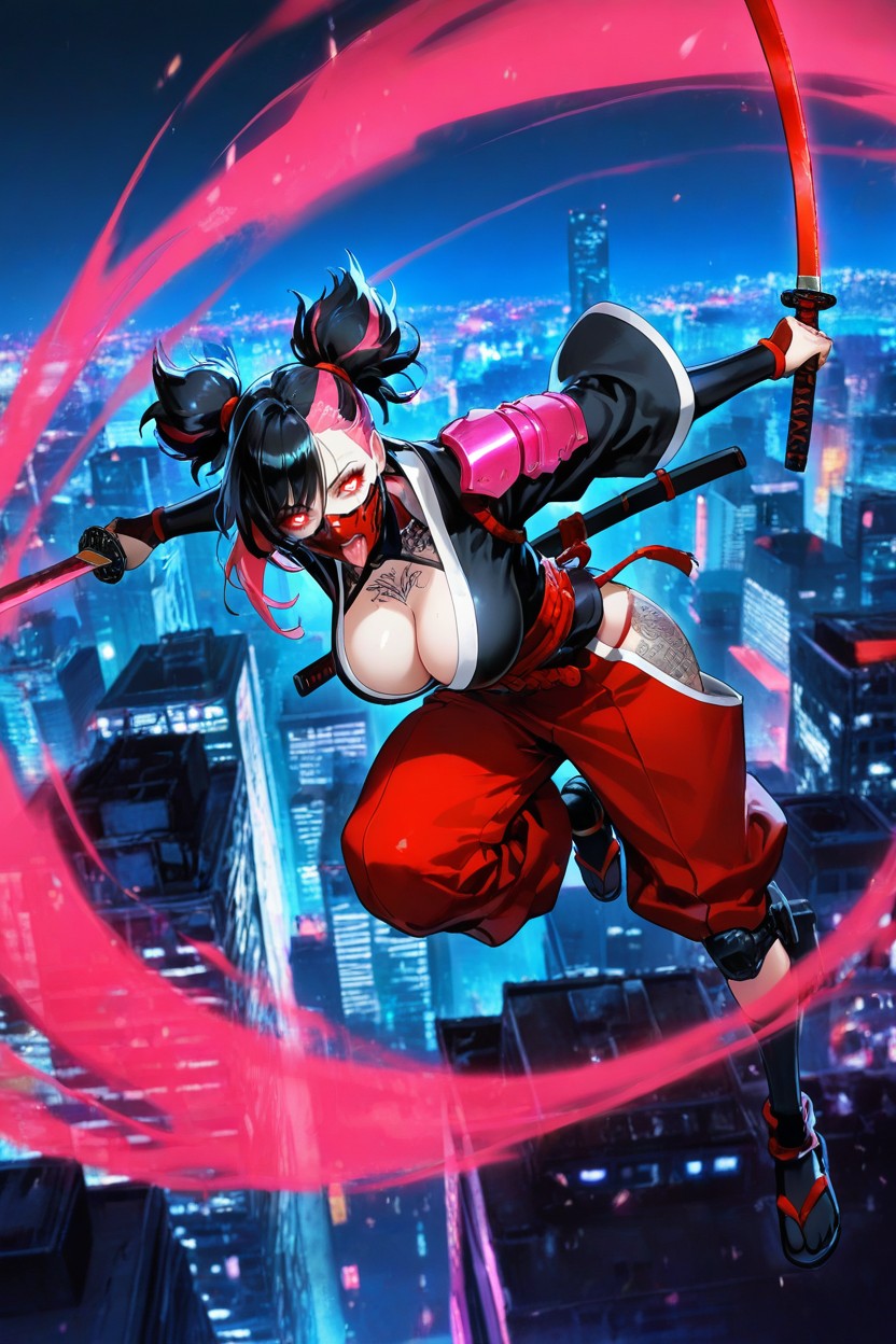 Mask, Fighting, Perfect Boobs Hentai AI Porn