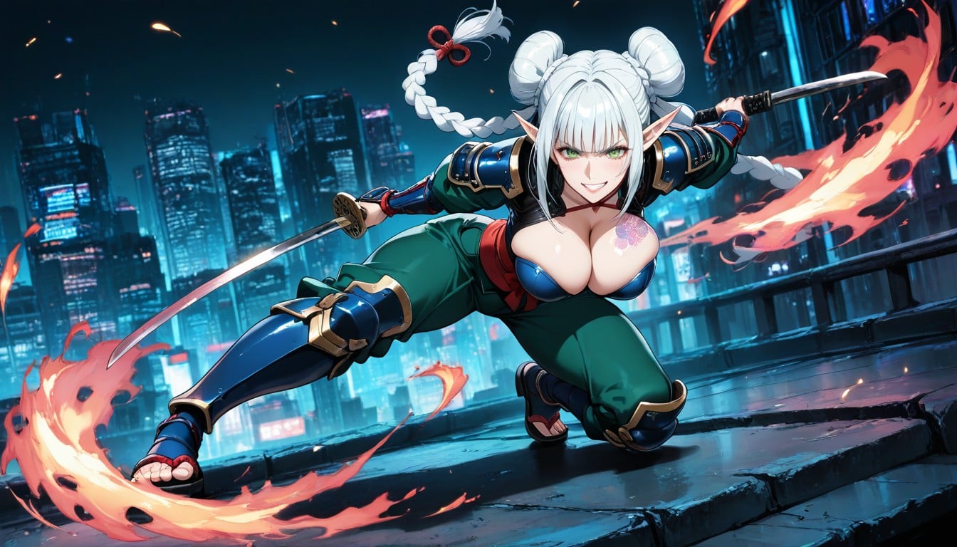 Voluptuous, Fighting, Swinging A Black Katana Hentai AI Porn