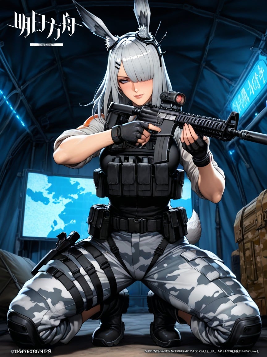 Blushed Cheeks, Military Crates, Sexy Pose Porno IA Hentai