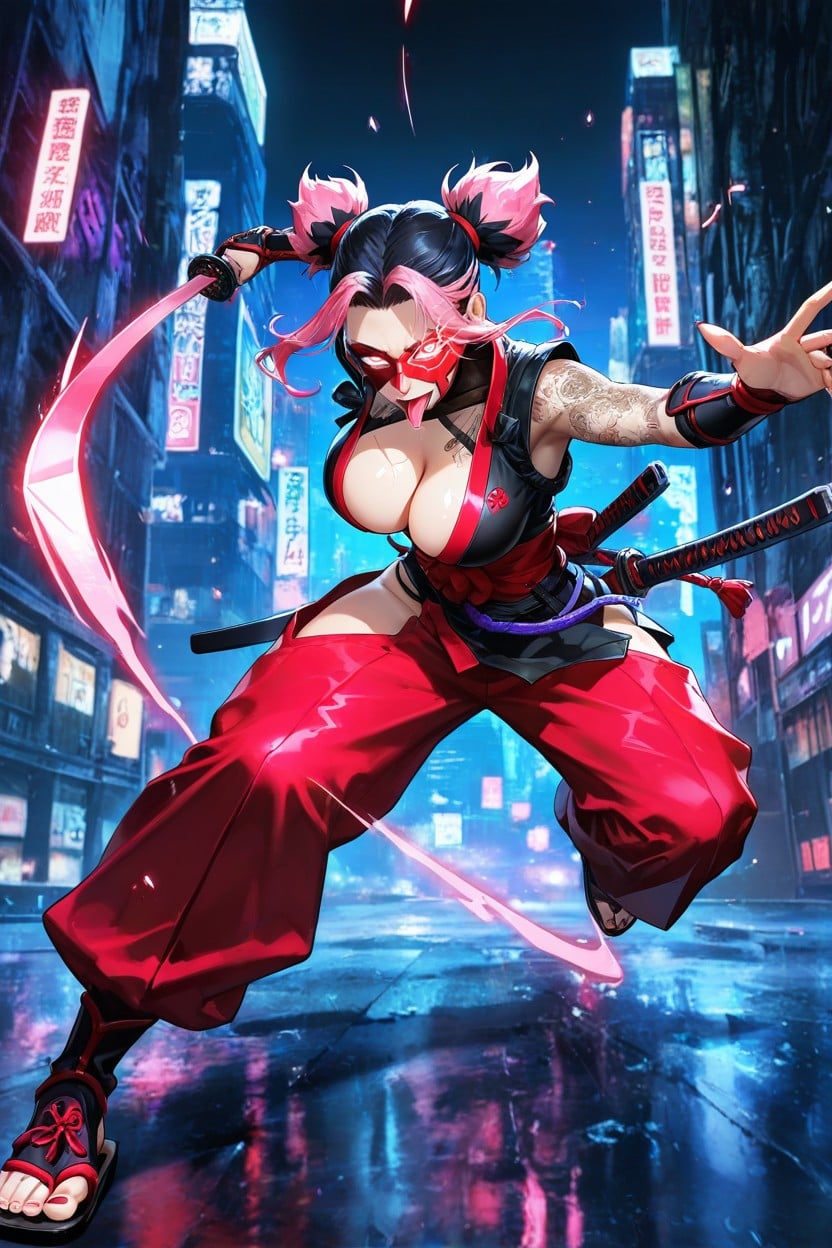 Tattoo, Fighting, Glowing Eyes Hentai AI Porn