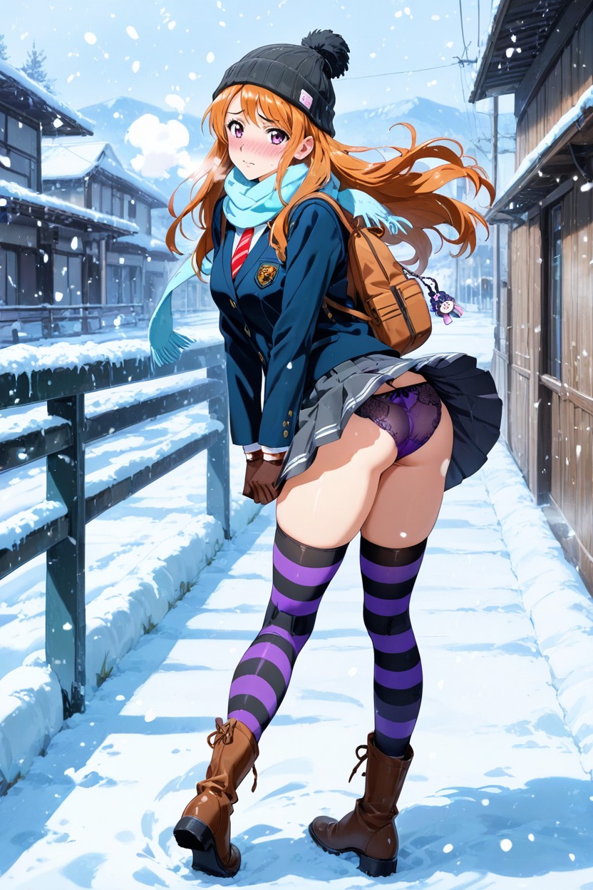 Wind In Hair, K, Striped Thighhighs Hentai AI Porn