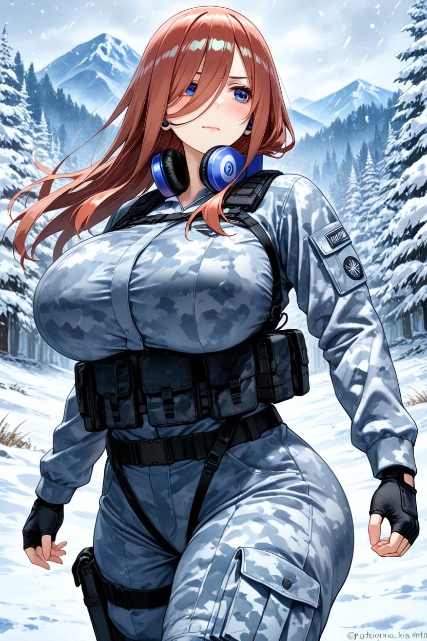 25+, White Winter Camouflage, Stealth Outfit Hentai AI Porn