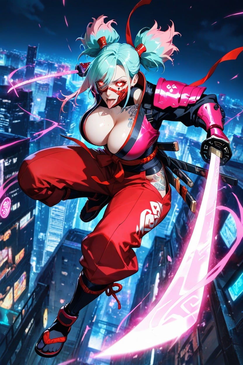 +, Ninja Red Pants, Stunning Model Hentai AI Porn