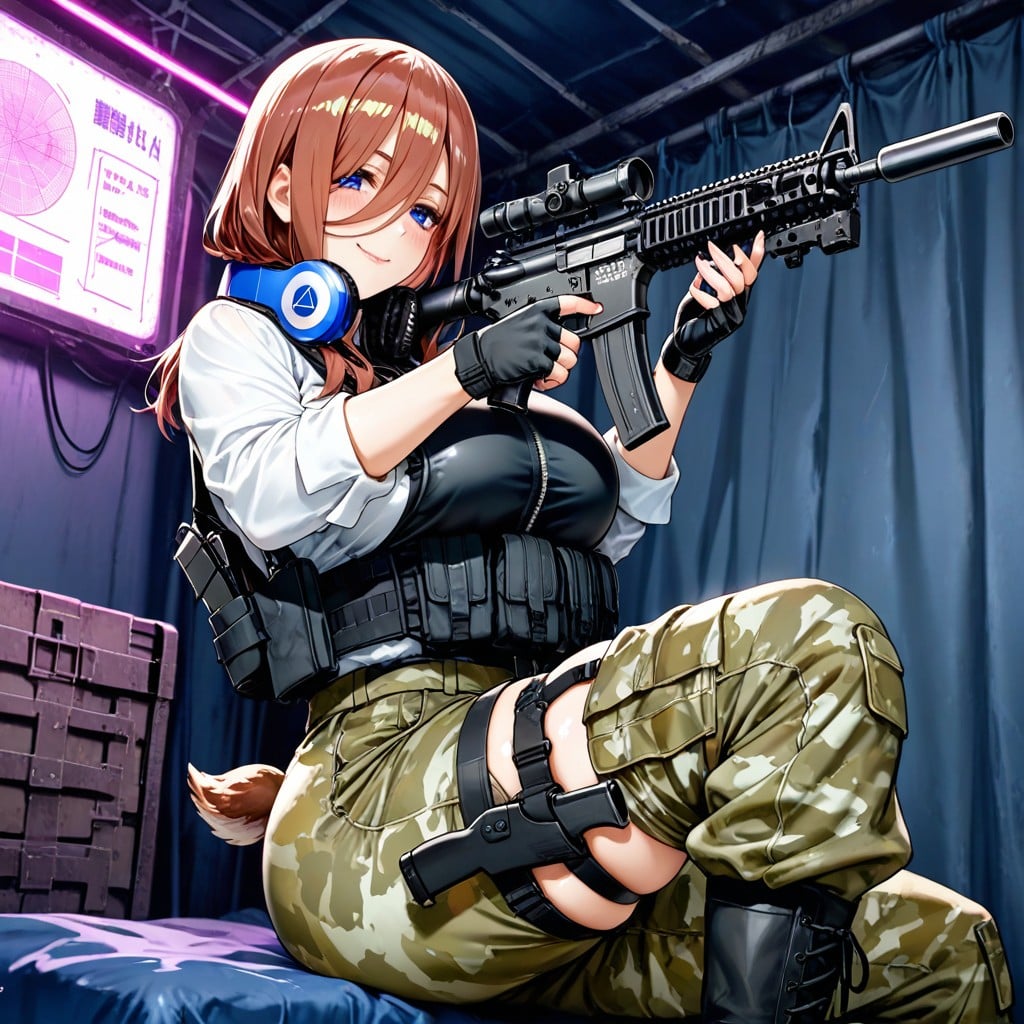 Massive Breast, Black Tactical Vest With Pouches, Seductive Smile 헨타이 AI 포르노