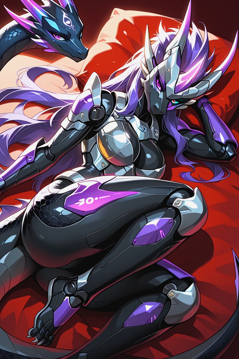 Dark Scales, Sexual Arousal Lying On Side, Detailed Scales Furry AI Porn