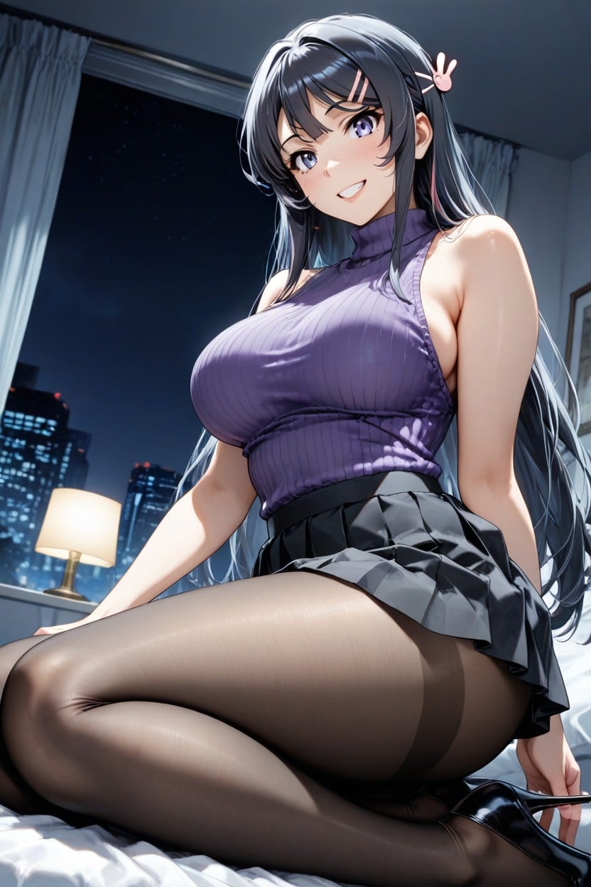 Stands Half Sideways, 25+, Lilac Dress Hentai AI Porn