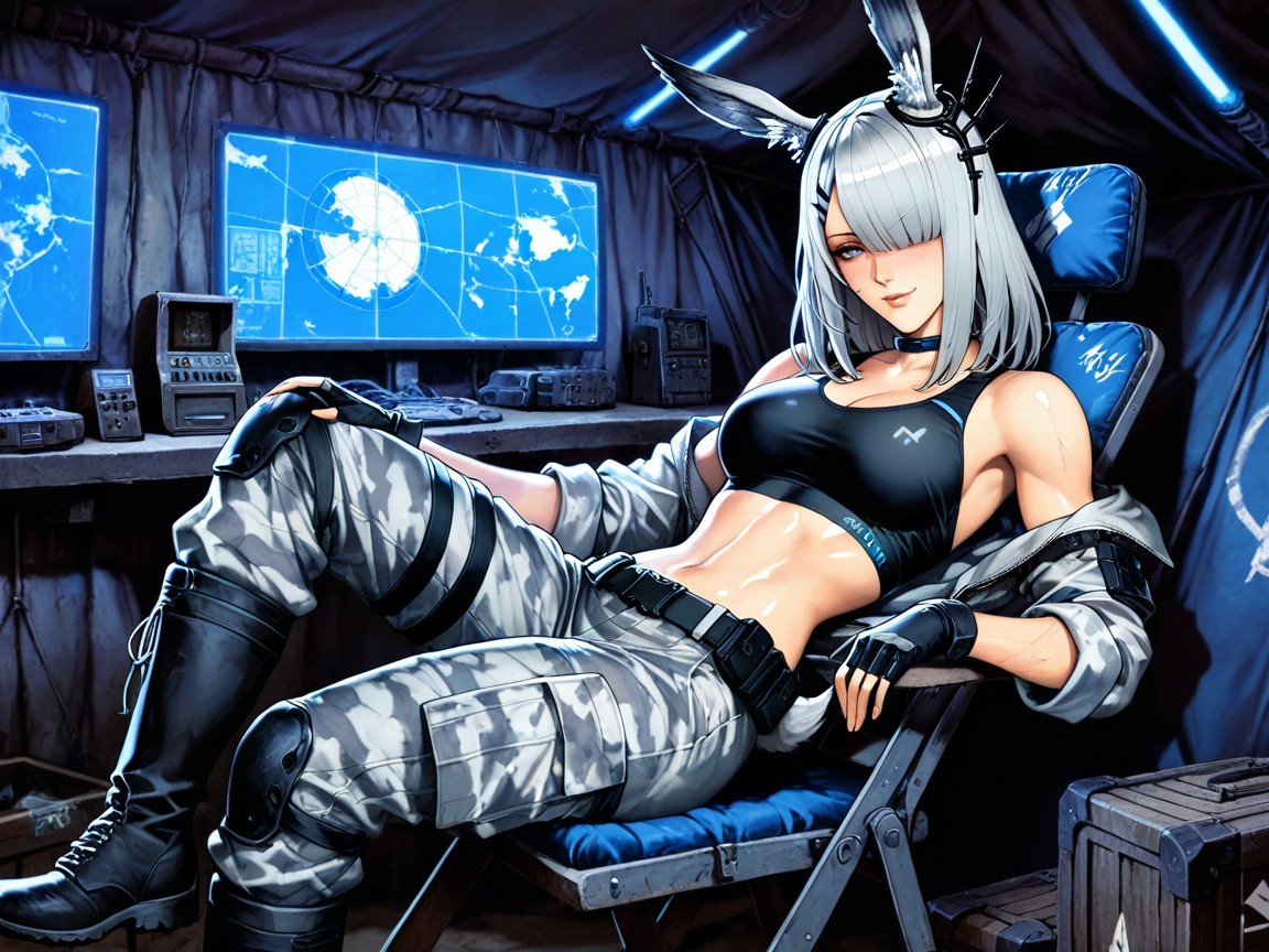 Relaxing On A Folding Chair, Dimly Lit, Afternoon Hentai AI Porn