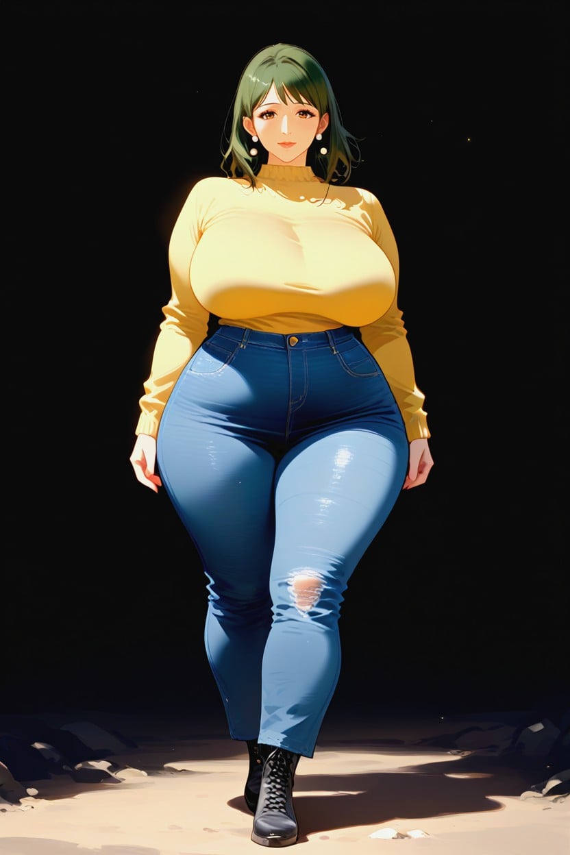 Full Body, Open Legs, Stepmom Distinctly Thick MILF AI Porn