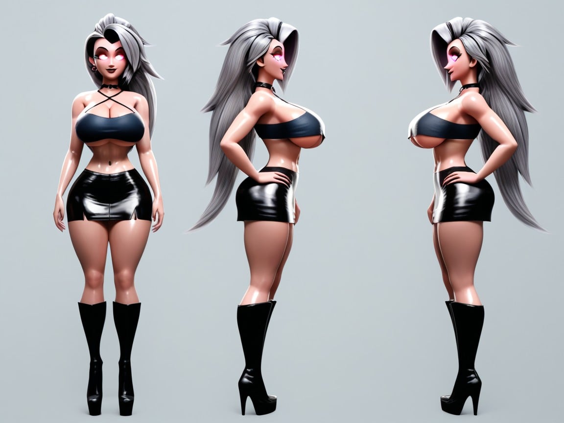 Black Tanktop, Perfect Legs, Thigh-high Heeled Boots Hentai IA