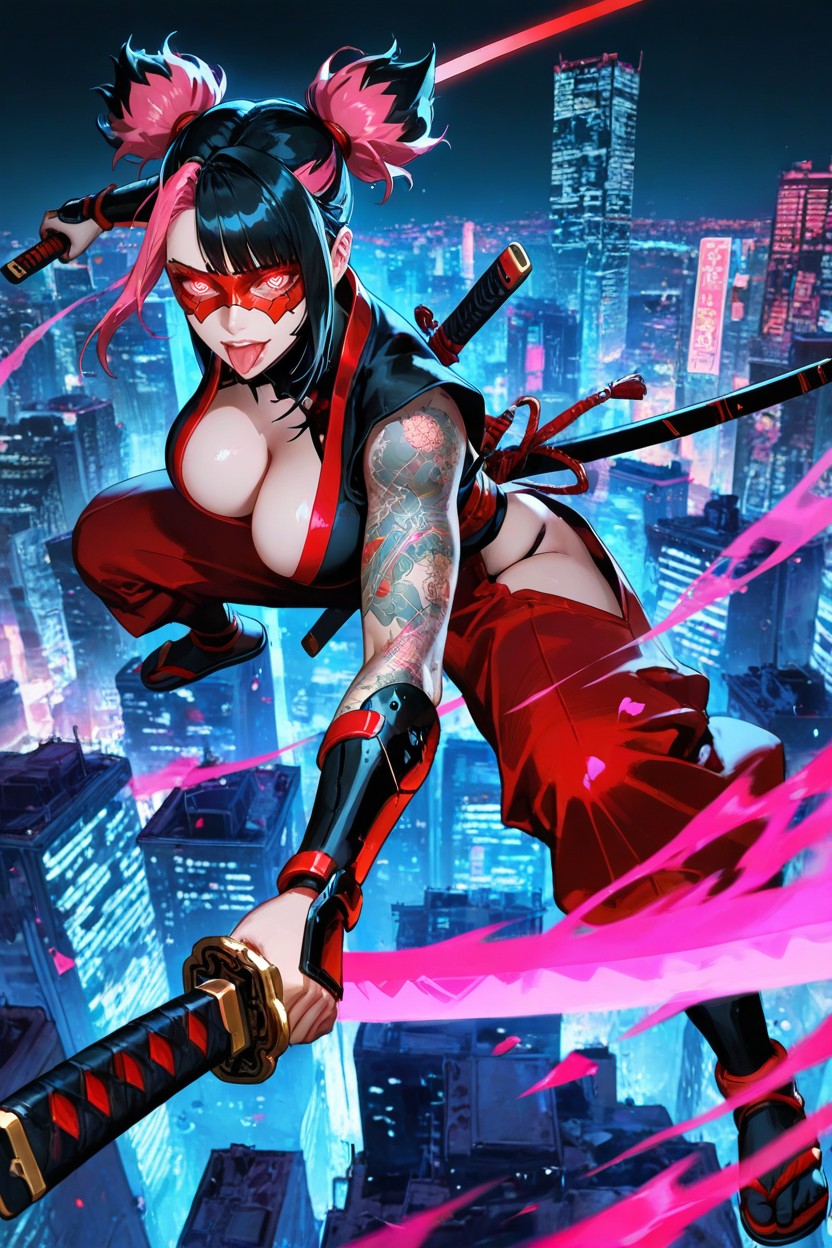 Dynamic Flow, Fighting, Tongue Out Hentai AI Porn