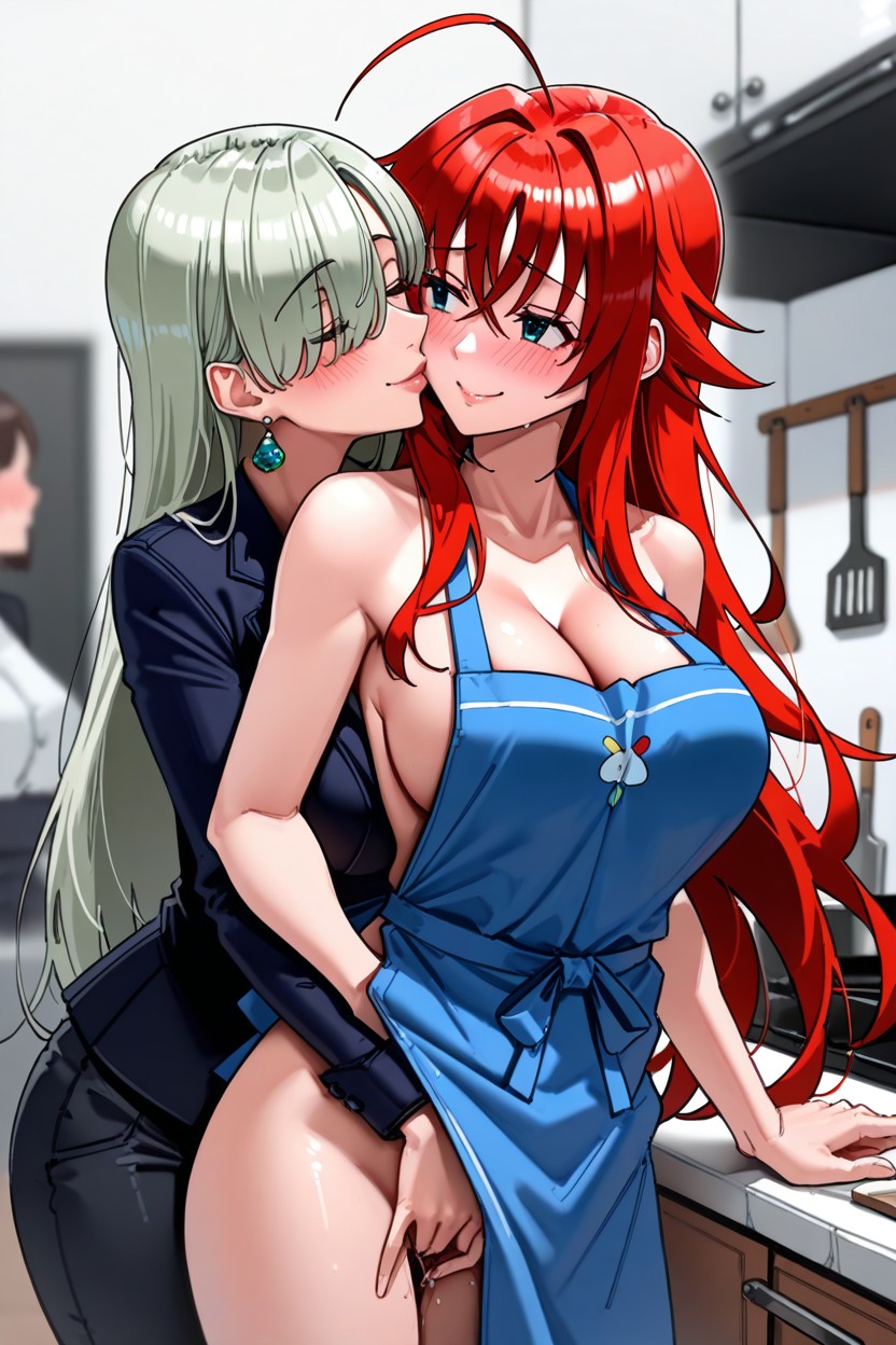 Looking On Each Other, Female Masturbation, Kiss AI Porn
