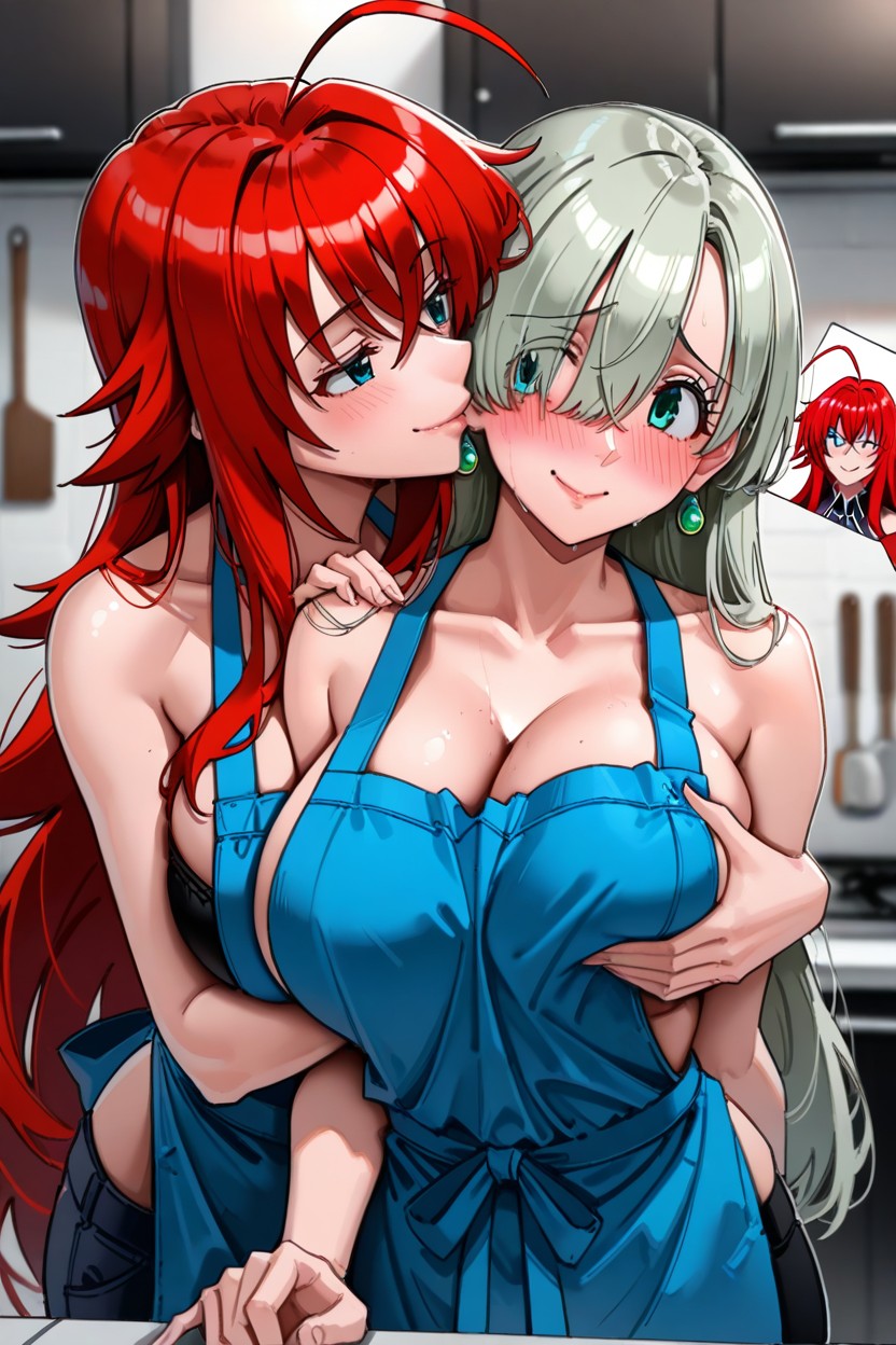 Holding Her Head, Kiss, Shy Rias Gremory AI Porn