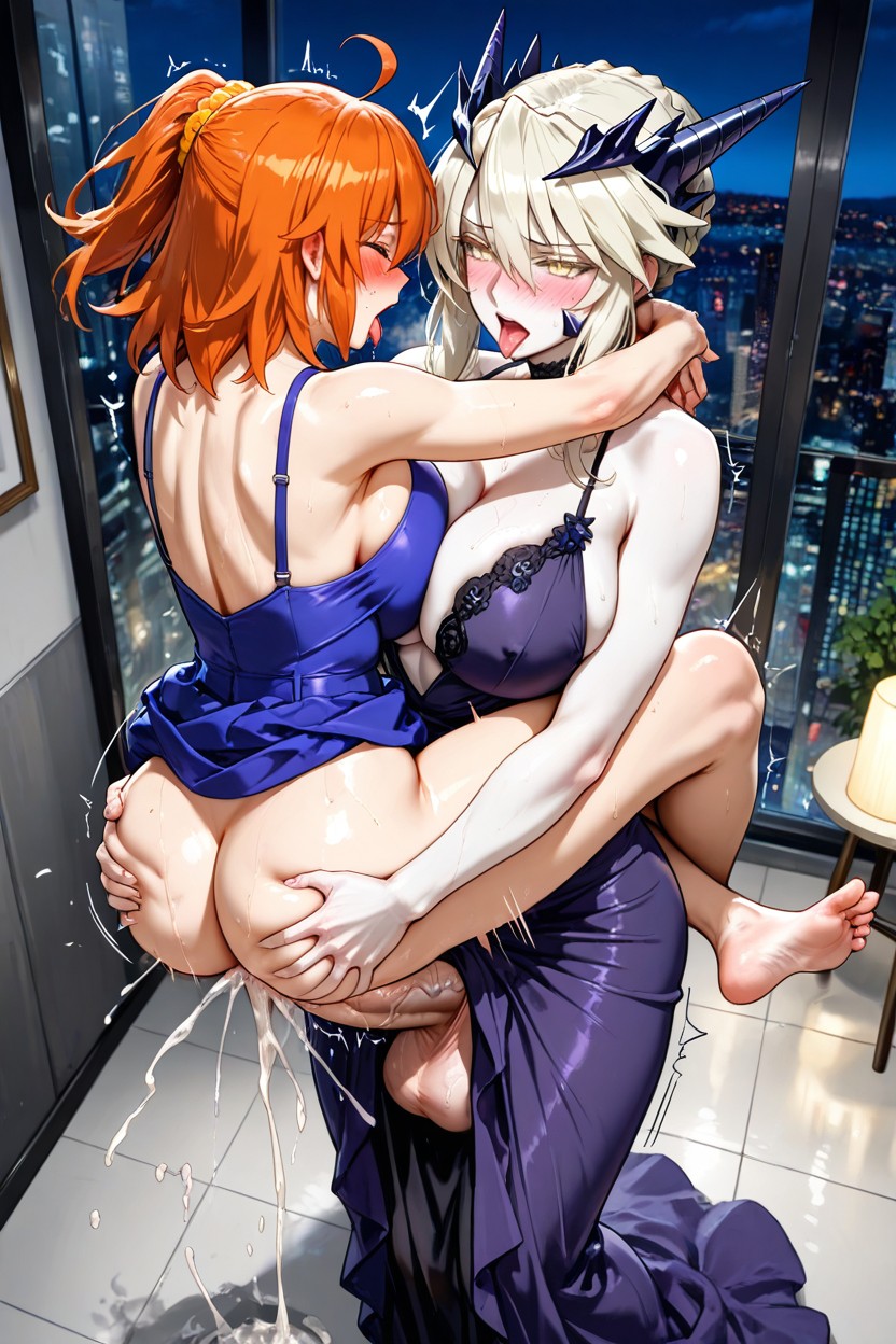 Huge Penis, Wearing Her Purple Dress, 25+ Hentai AI Porn
