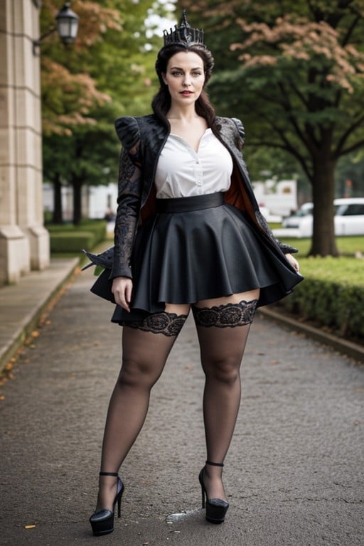 Surrounded By People, Lacy Chemise, Full Body AI Porn