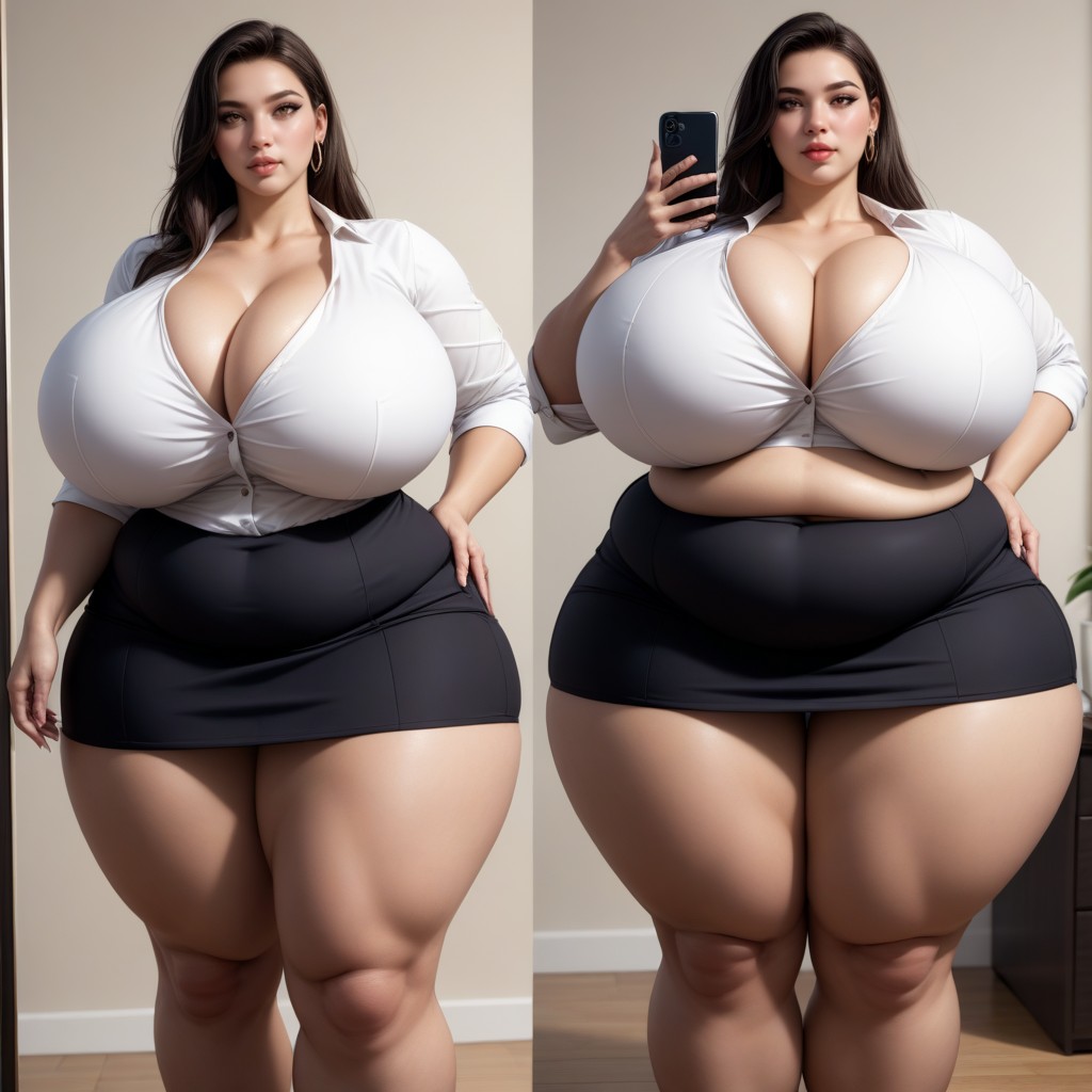 Thick Wide Hips, 18+, Cleavage BBW AI Porn