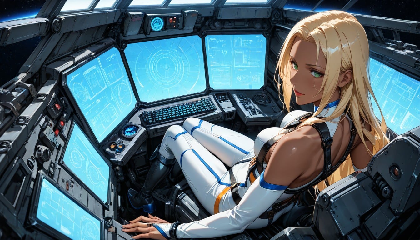 Harness, Soft Reflexion, She Is Sitting On A Control Throne Hentai IA