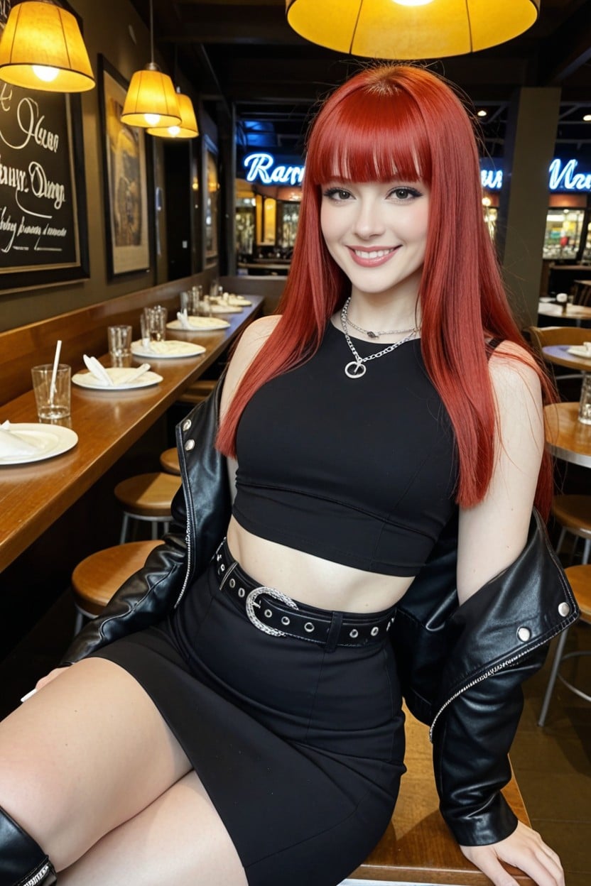 Full Body View, Leather Jacket, Perfect Thighs AI Porn