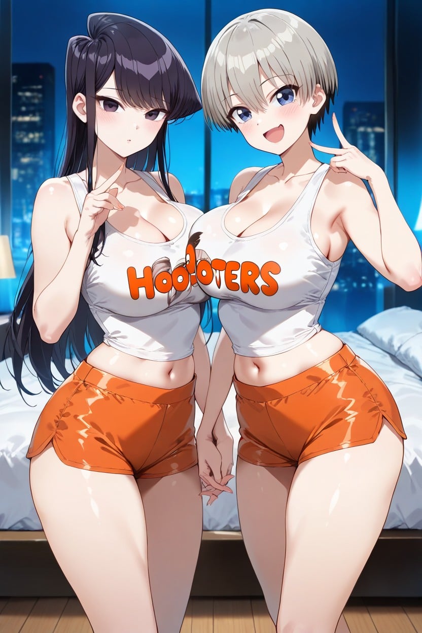 Bedroom, Blue Lighting, Girls Hentai AI Porn