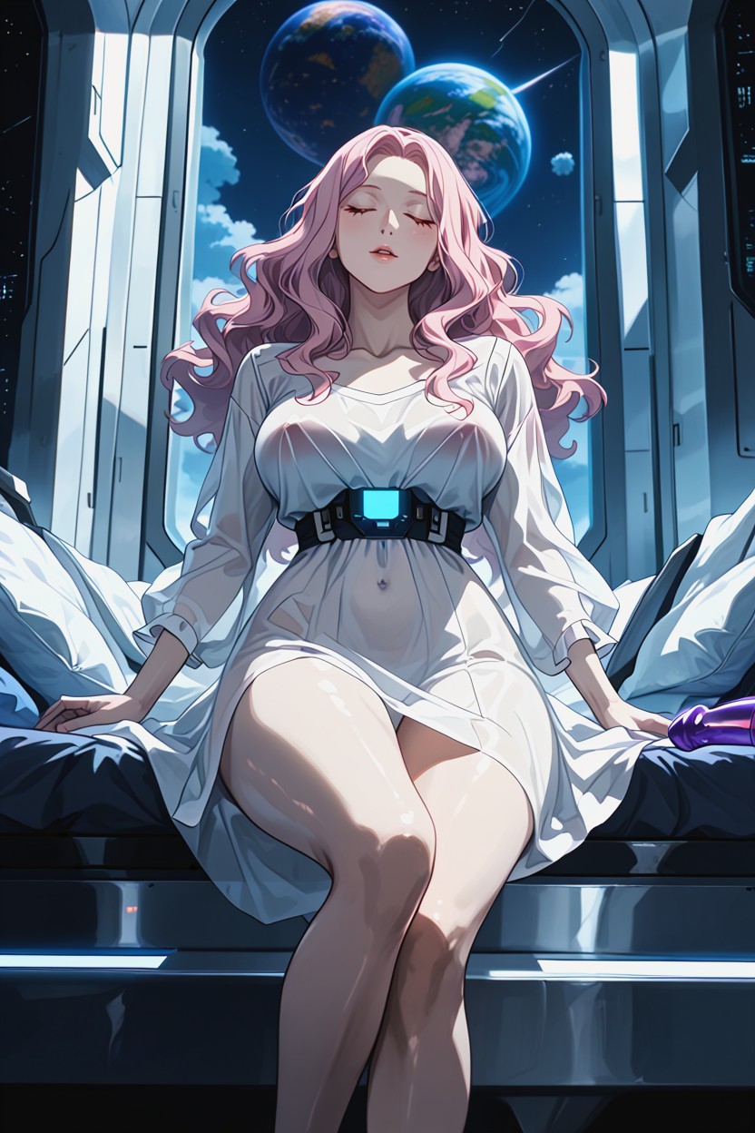 Korean Woman Napping, Window Showinghuge Planet Earth Outside Window, Big Breasted Woman Hentai AI Porn