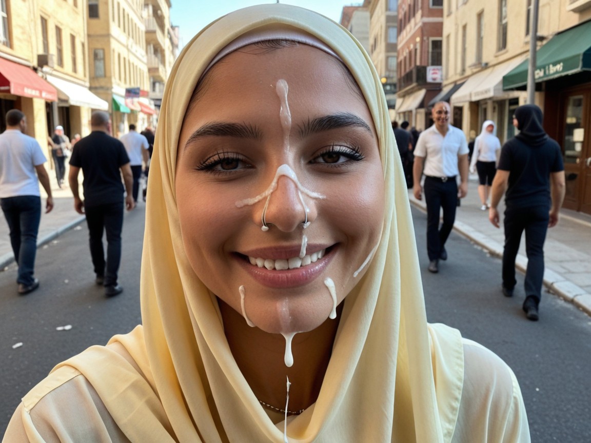 Perfect Face, Cum On Her Entire Face, Hijab AI Porn