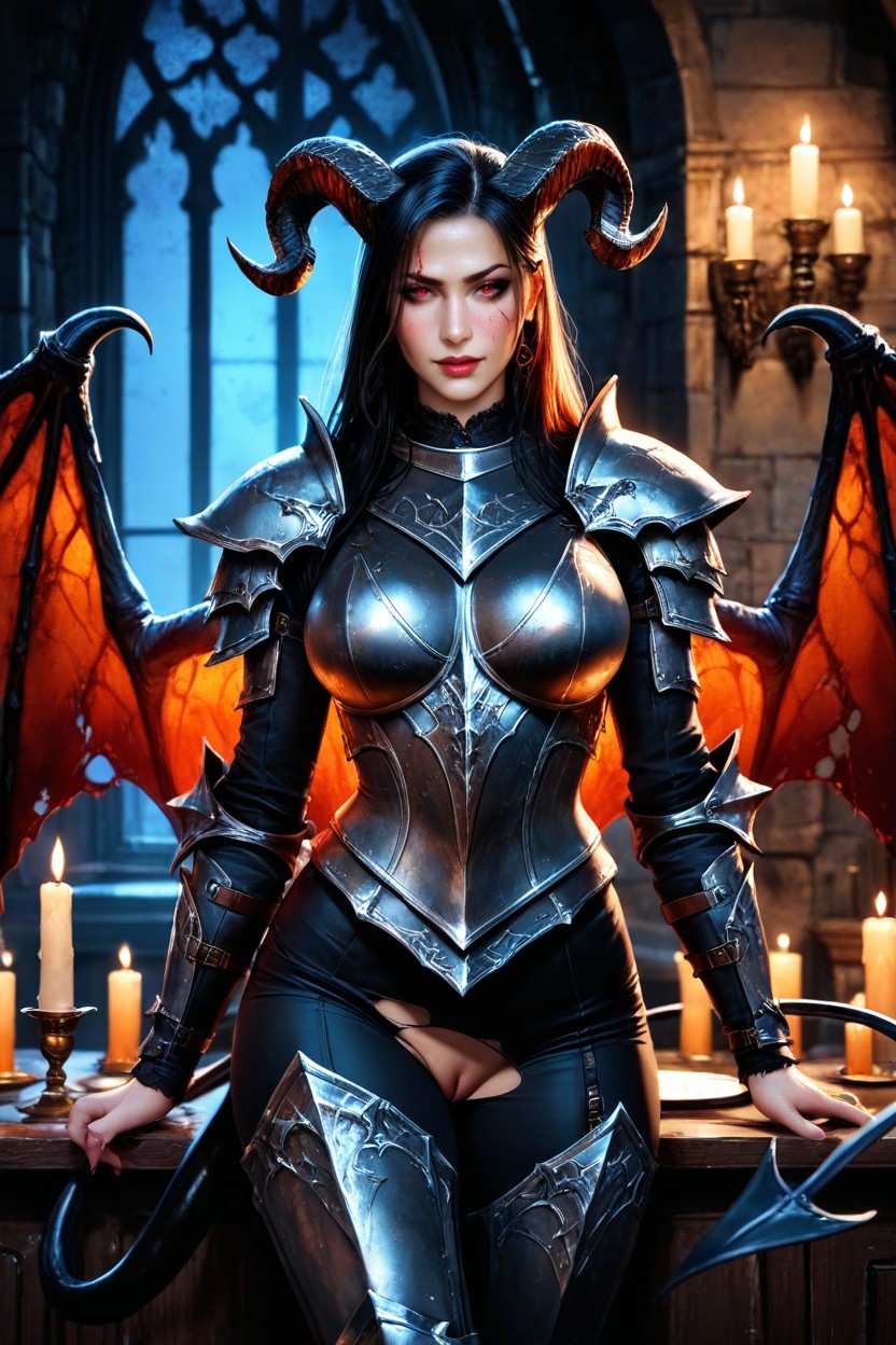 Red Eyes, Big Demon Wings, Gothic AI Porn