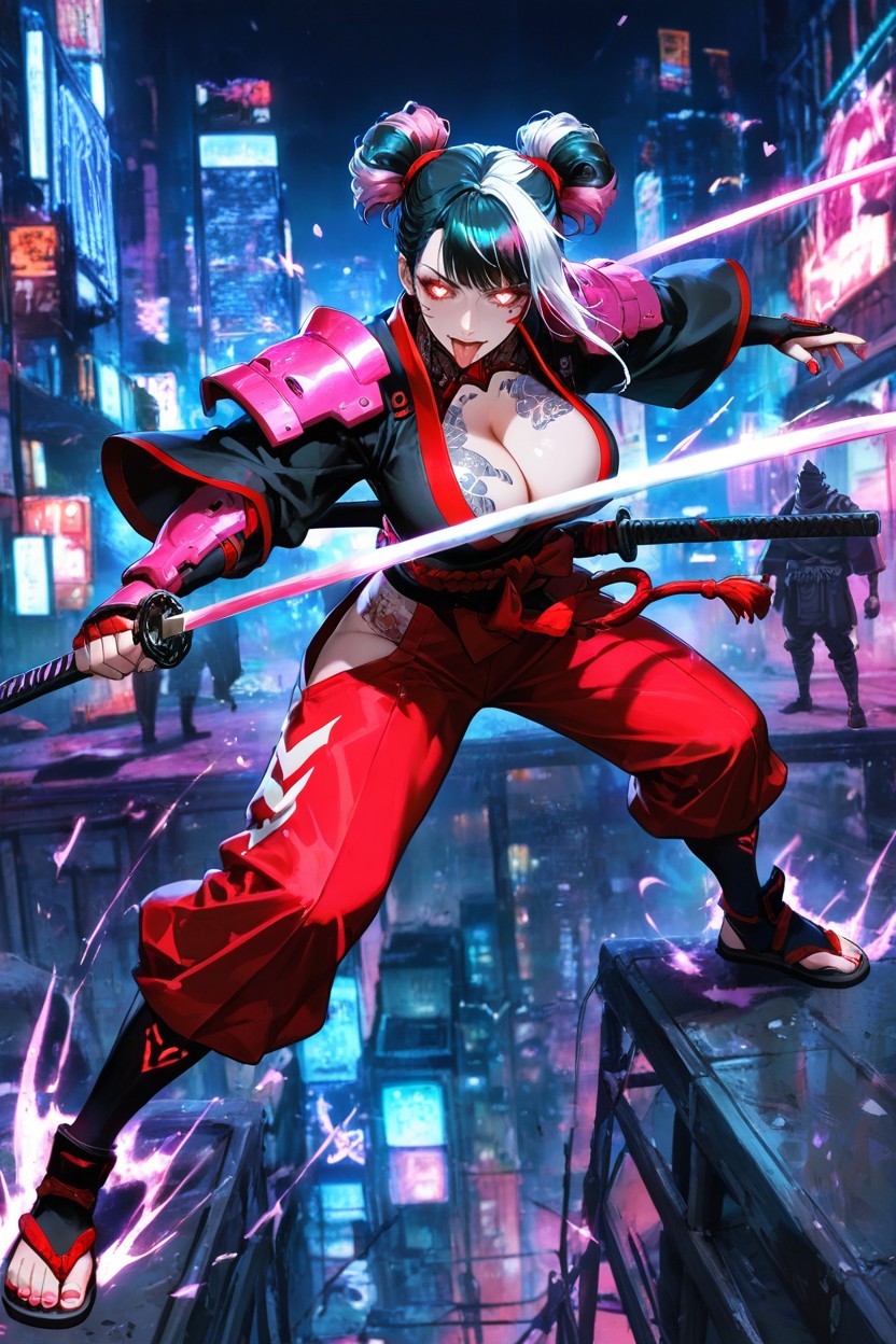 Cleavage, Detailed Eyes, Dynamic Pose Hentai AI Porn