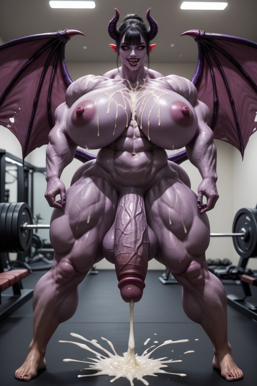 Hyper Excessive Cum, Gigantic Flaccid Cock, Extremely Muscular Shemale AI Porn