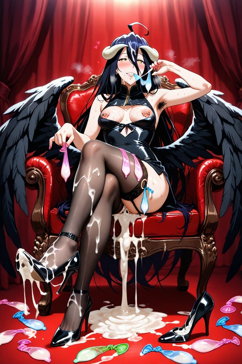 Heel Raised, Albedo From Overlord, Small Breasts Hentai AI Porn