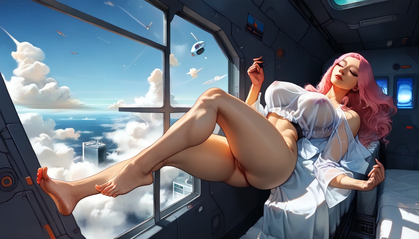 Dark Outer Space Outside Window, Spaceship, 18+ Hentai AI Porn