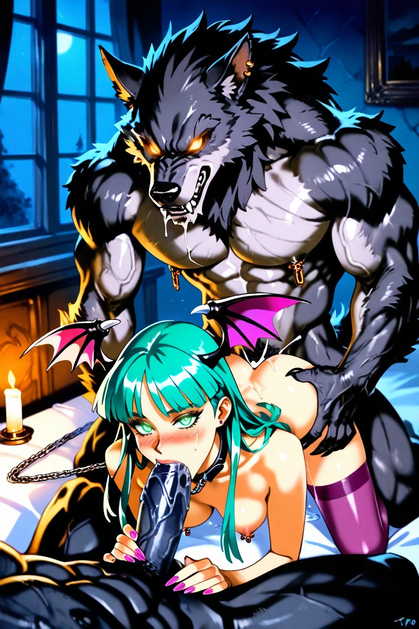 Naked, Two Werewolves, Gigantic Dicks Hentai AI Porn