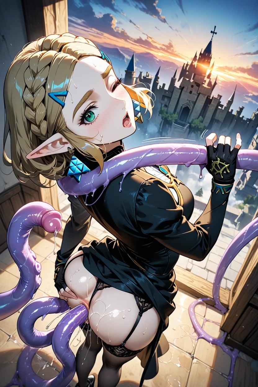 Pale, Squirting From Anal Motion Lines On Ass, Wet Pussy Dripping Juice Onto The Floorcastle Hentai AI Porn
