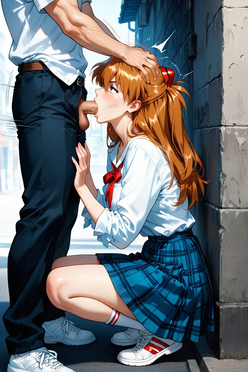 Deepthroating, Thrusting, Asuka Langley Hentai AI Porn