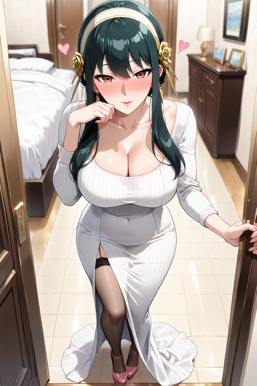 Kissing The Spectator, Long Dress, Long Legs Hentai AI Porn