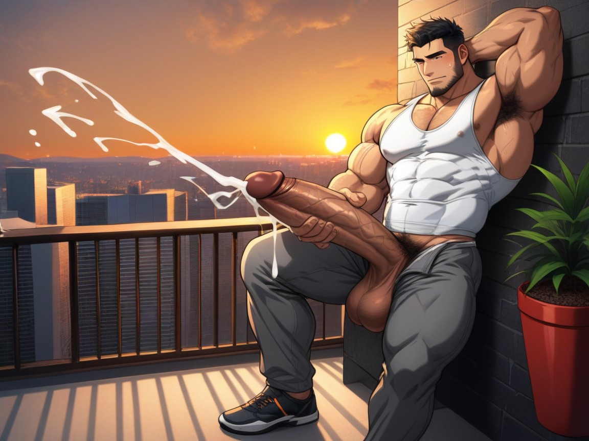Arm Behind Head, Orgasm, Gigantic Penis AI Gay Porn