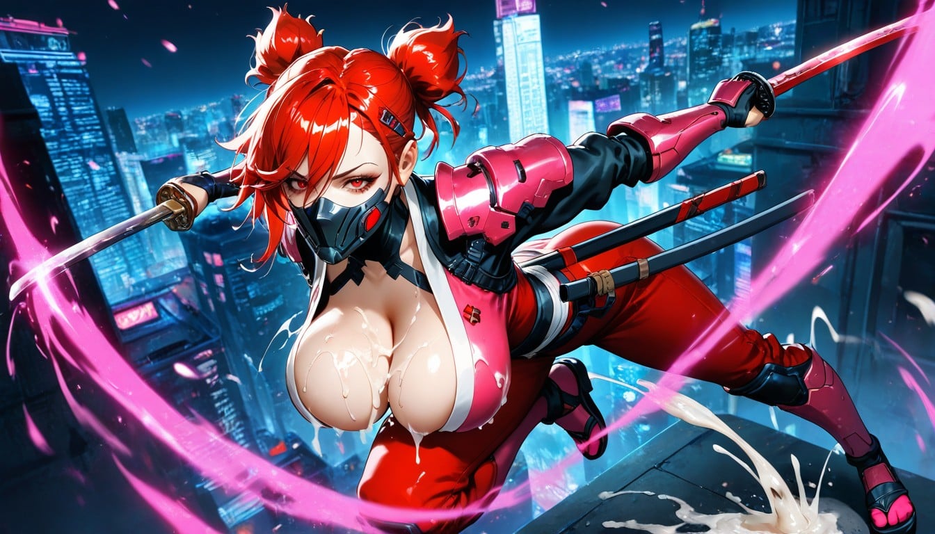 25+, Fighting, Ninja Red Pants Hentai AI Porn