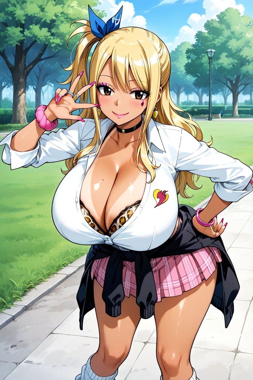 Purple Eyelashes, Gyaru, Lucy Heartfilia From Fairy Tail Hentai AI Porn