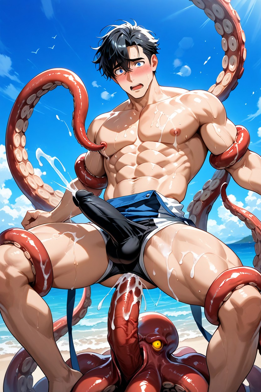 Octopus Tentacles Rubbing Nipples, Large, Anal Penetration AI Gay Porn
