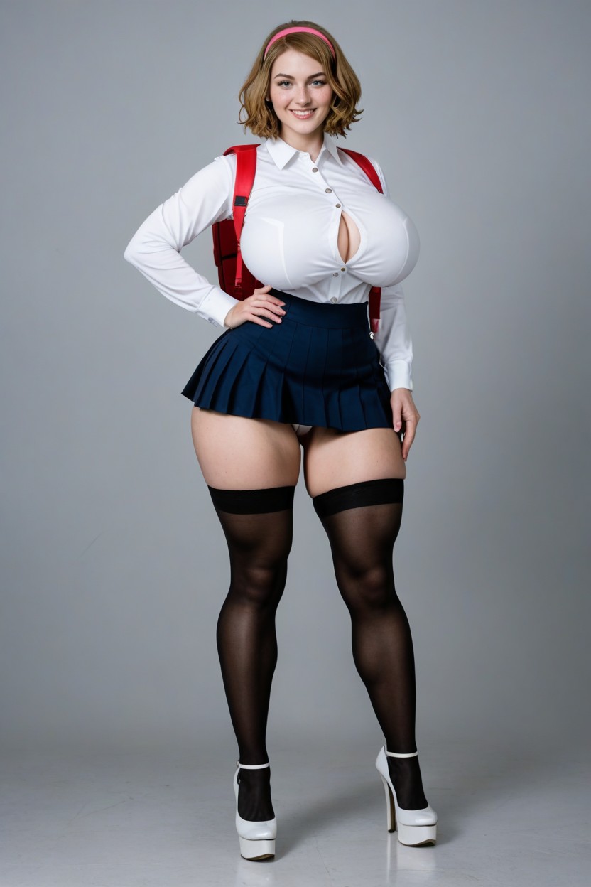 Standing, Cosplay, Light Blue Clothes AI Porn