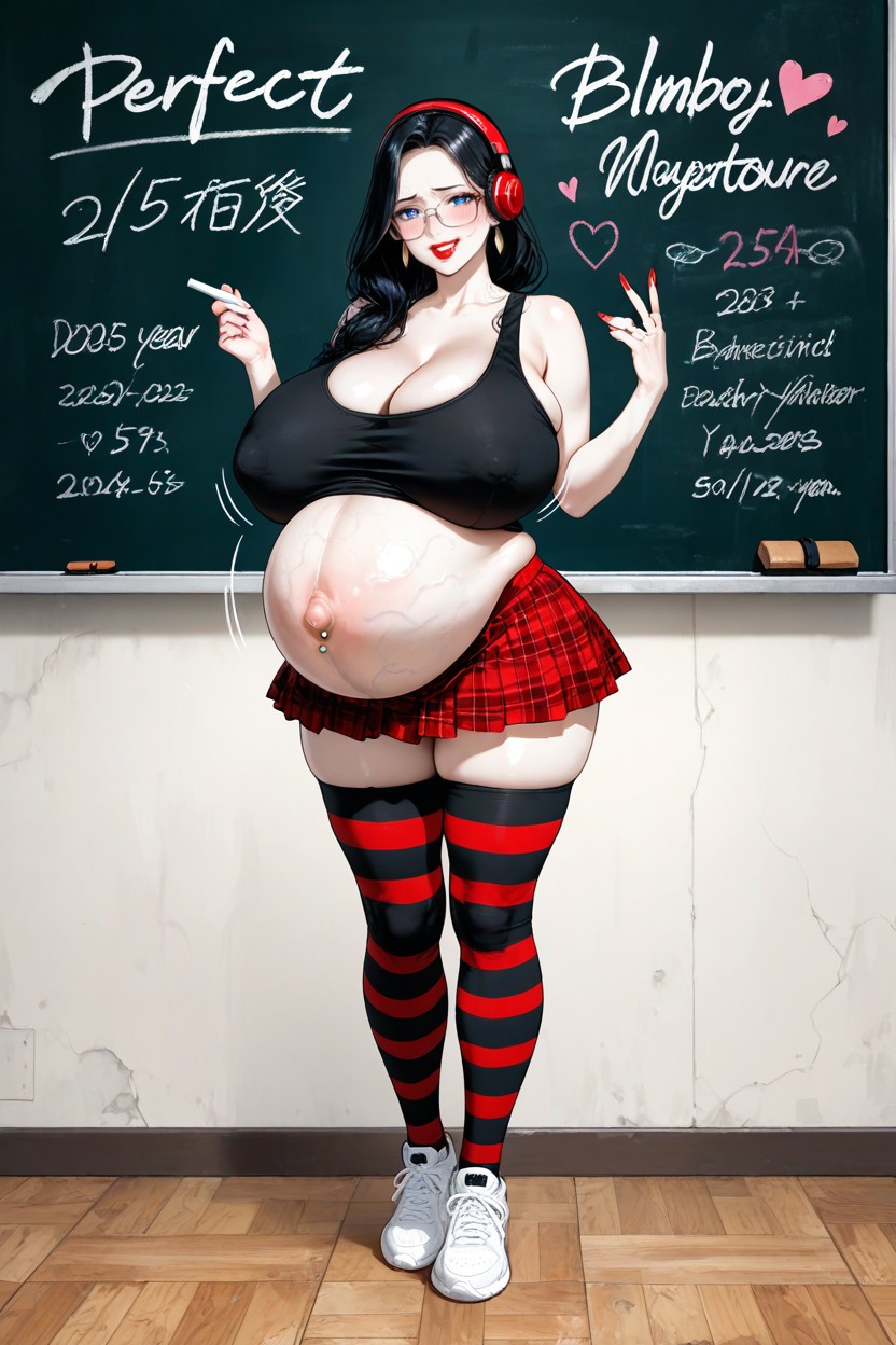 Huge Bulging Veins, Extremely Heavily Pregnant, Black Hair Hentai AI Porn