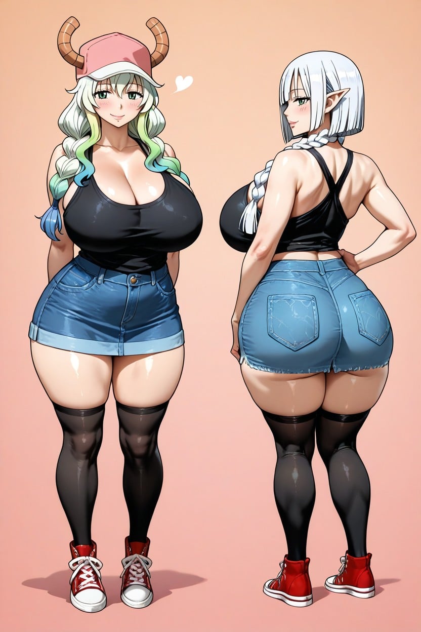 Green Eyes, Elf Female, Massive Tits Hentai AI Porn