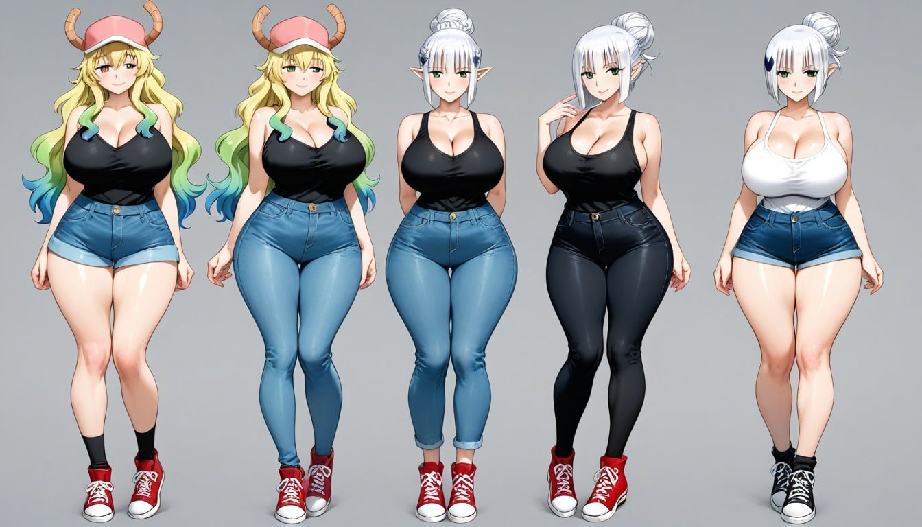 Hair Bobcut Red, Hair White, Pink Cap Hat Hentai AI Porn