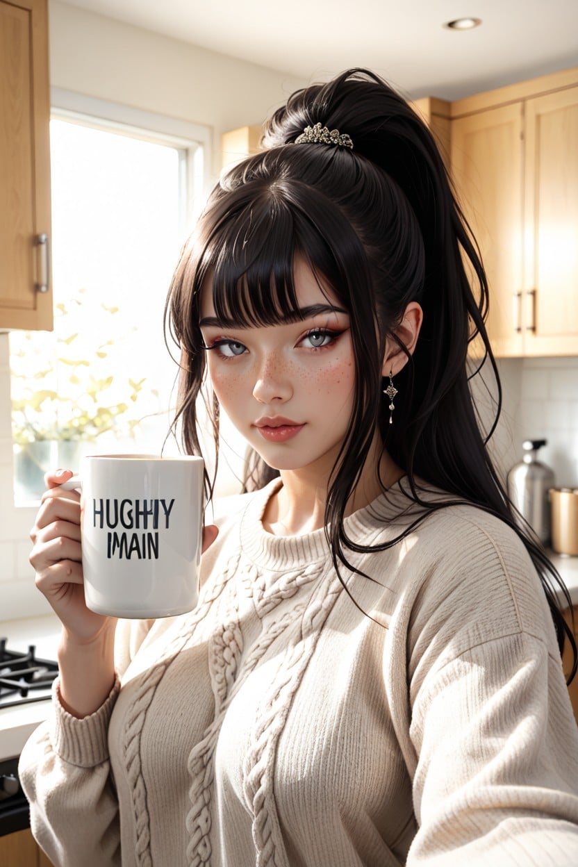 Slightly Forward Toward The Camera, Straight Blunt Bangs, Shallow Depth Of Field Hentai AI Porn