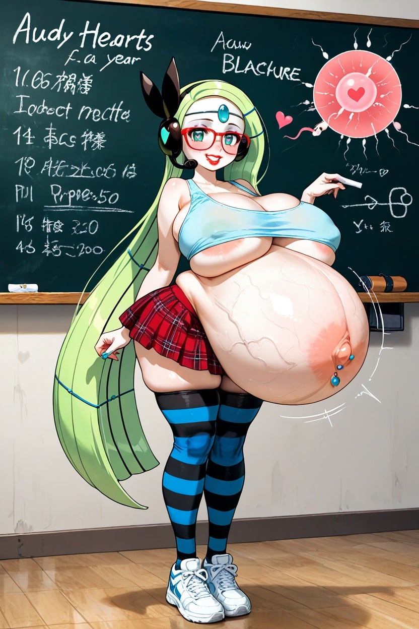 Plaid Skirt, Glasses, Standing At The Blackboard Hentai AI Porn
