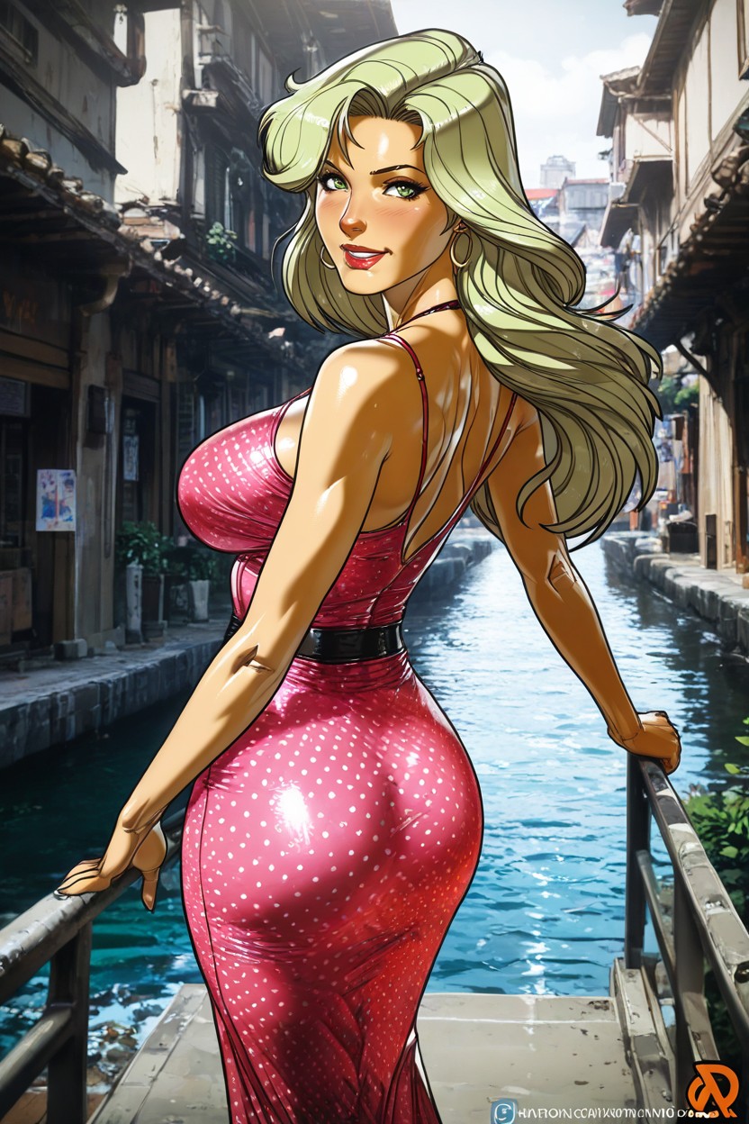 Ultra Tight Dress, American, Long Eyelashes AI Porn